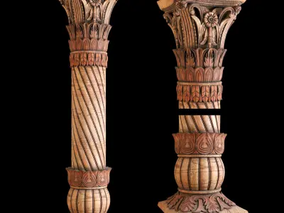 East carved column 3D model