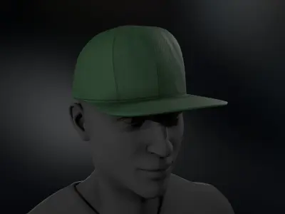 Green Snapback Cap Low-poly 3D model