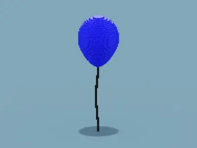 Voxel Blue Balloon Low-poly 3D model