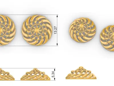 Sun Shape Mandala Set With Ring 3D print model