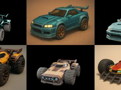 Gt one Car bundle 6 pack 100 glb 3D model