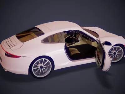 Game-ready Porsche 911 GT Low-poly 3D model