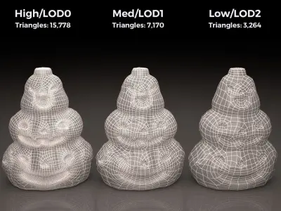 0002-07 Stacked Pumpkins Low-poly 3D model