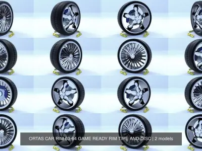 ORTAS CAR RIM 63-64 GAME READY RIM TIRE AND DISC 3D Model Pack