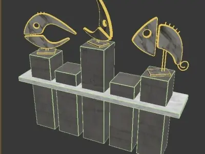 Decor three concrete sculptures 3D model