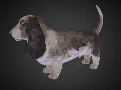 Dog Basset Hound Low Polygon Art Farm Low-poly 3D model