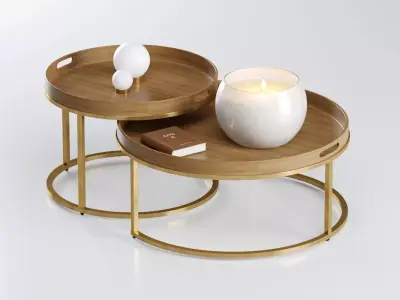 Round Coffee Table Set 3D model