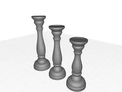Handmade Wooden with Pillar Base Support 3D model