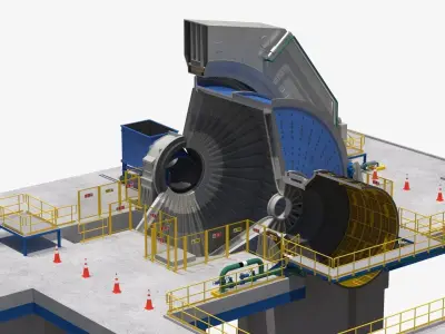 Mining Grinding Mills Low-poly 3D model