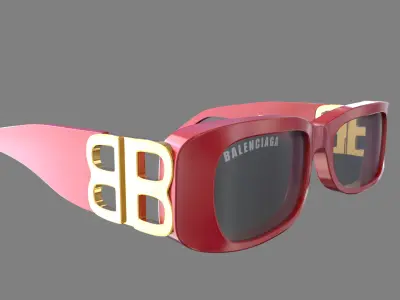 Balenciaga glasses - BB0096S red Low-poly 3D model