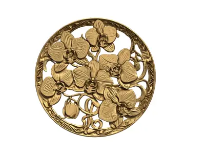 Classic circular carved decor ornament 10 3D print model