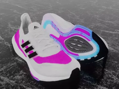  ADIDAS ULTRA BOOST 2021 - PINK 3D SHOES Low-poly 3D model