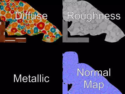 Colorful Floral Patterned Chair Model Pack Low-poly 3D model