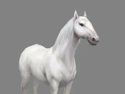 A white horse Low-poly 3D model