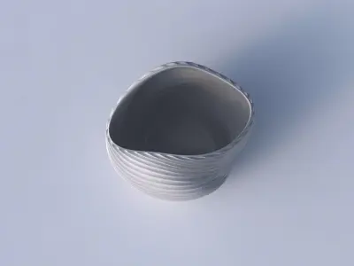Bowl compressed and twisted with bent extruded lines 3 3D print model