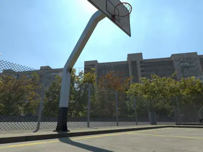 Basketball Court Outdoor Low-poly 3D model