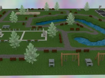 Blender 3D Model PARK very good quality  Free 3D model