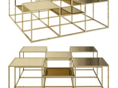 Coffee Table low poly 3d models collection 10 pieces Low-poly 3D model