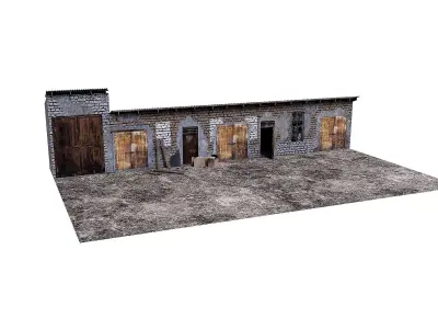Garage old PBR texture Low-poly 3D model
