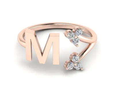 Jewelry Alphabet Ring M with Diamonds  3D print model