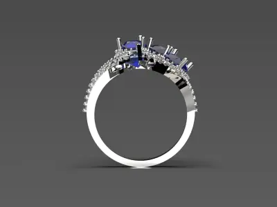 Luxury white gold ring with sapphire model jr00077 3D print model