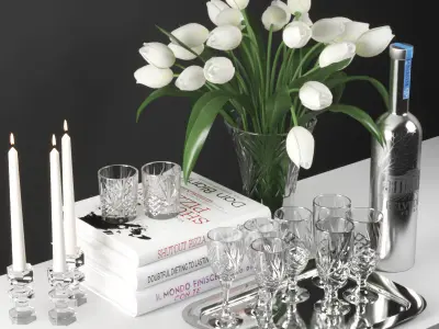 set629 tulips in glass vase 3D model