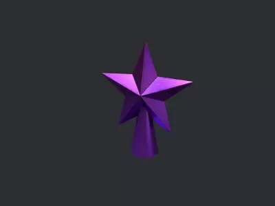 Purple Star Christmas Tree Topper Low-poly 3D model