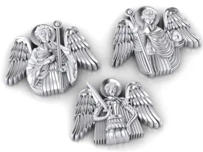 3 saints angel holding cross 3D print model