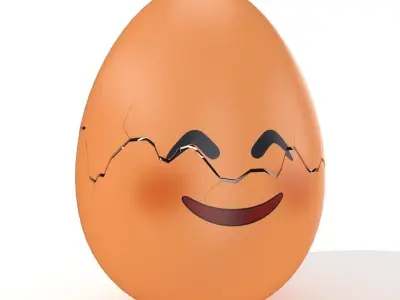 Egg Cracked Emoji N014 Low-poly 3D model
