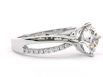 Twisted Round Shape Diamond Engagement Ring 3D print model