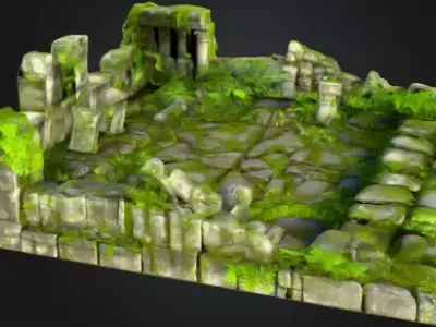 Ancient Temple Ruins Modular 3D Pack Low-poly 3D model
