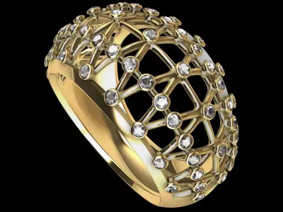 Art Deco Classic  Diamond Ring 3D print model
