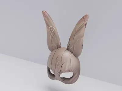 wooden bunny mask Low-poly 3D model
