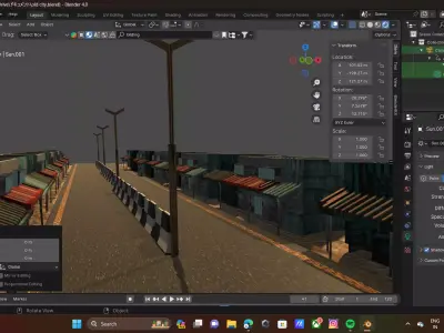 city road  low poly  model  Low-poly 3D model