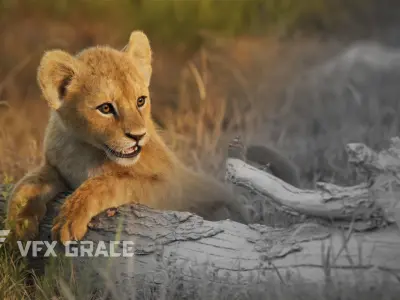 Lion Cub Animated VFX Grace 3D model