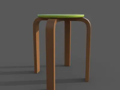 QuadStool 38cm Low-poly 3D model