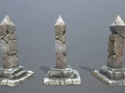 pillar Low-poly 3D model 6
