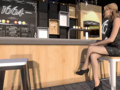 Bar restaurant interior design architecture Low-poly 3D model