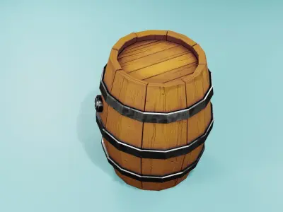 Stylized Barrel Free low-poly 3D model