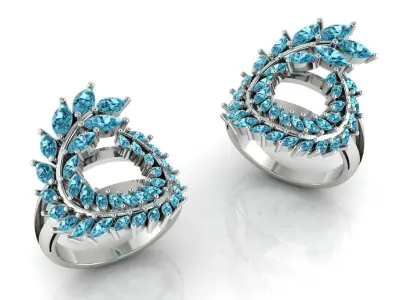 Marquise gemstone Elegant Ring 3D print model