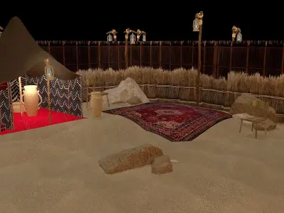 traditional arabic desert safari camp  3D model