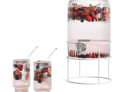 Refreshing lemonade with berries 3D model