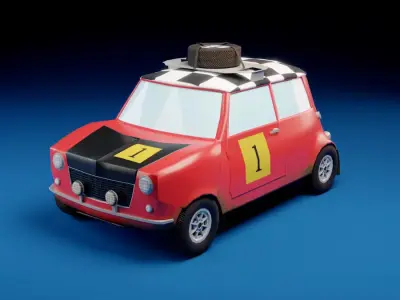 Low-poly game-ready classic rally car Low-poly 3D model