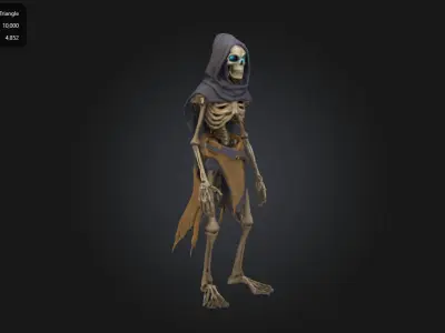 Undead Skeleton Warrior with Glowing Eyes 3D model