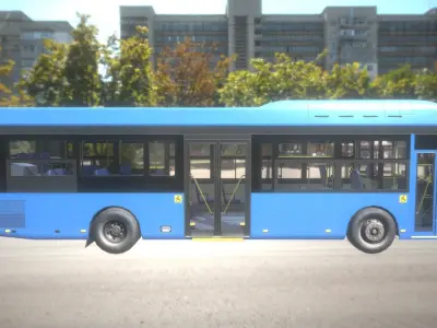 Low floor bus Low-poly 3D model