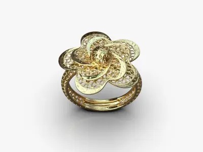 Flower ring 3D print model