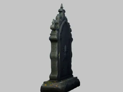 Realistic Gothic Gravestone with Intricate Details Low-poly 3D model