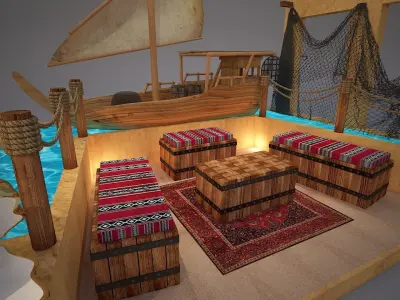 Arabic Majlis marine theme seating 3D model