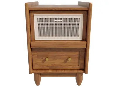 Homary Rustic Rattan Nightstand with Storage Bedside Table 3D model