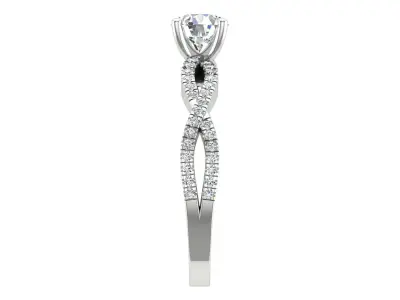 Twisted Engagement Ring With Round Stone 3D print model